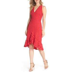 Maggy London Sophia Flounce Lace High Low Dress